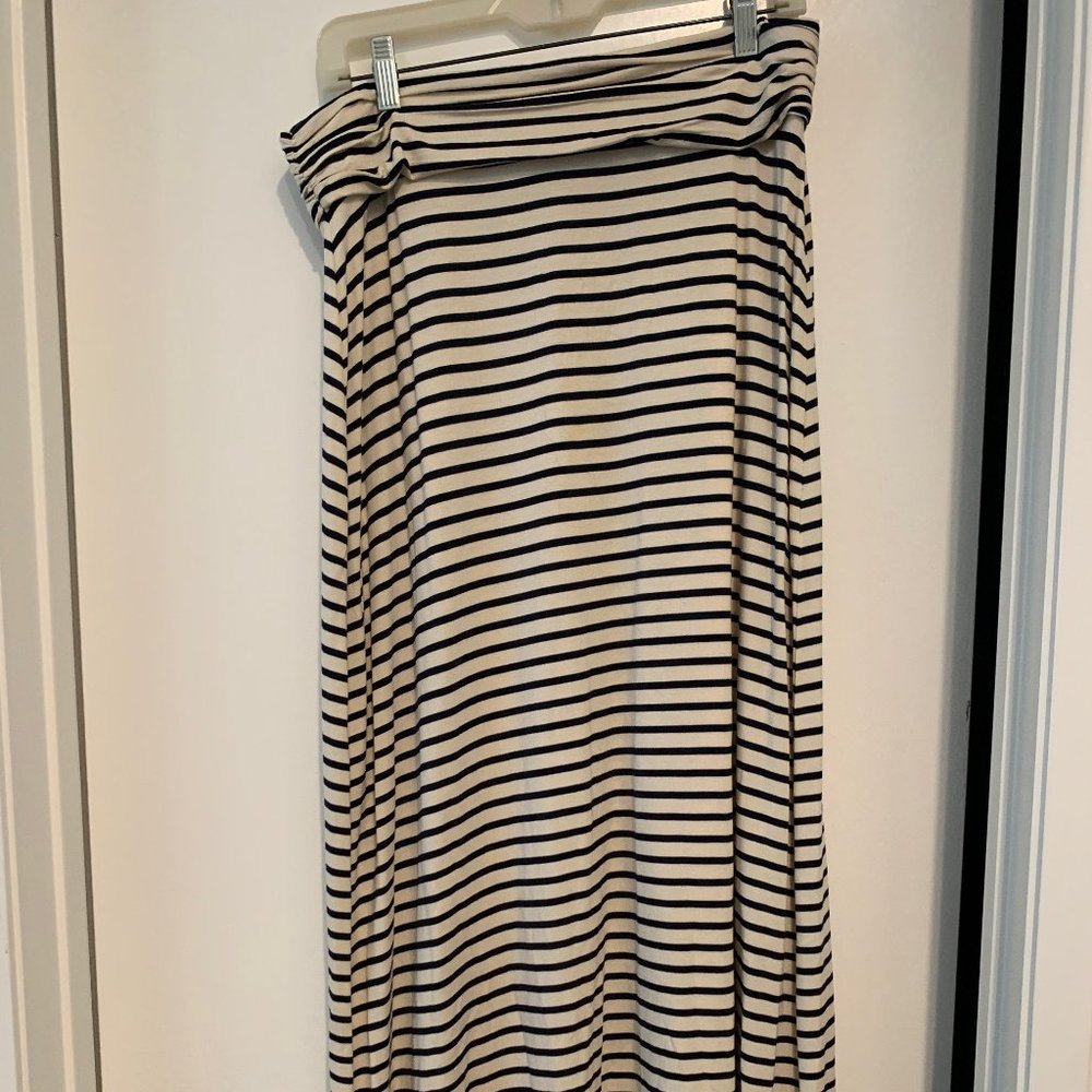 JCrew striped jersey stretch maxi skirt Size MED